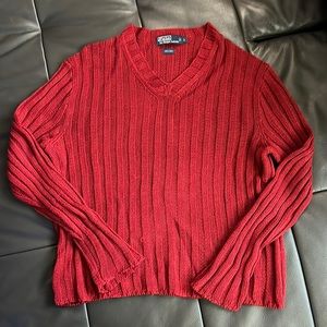 Polo Ralph Lauren (Original Blue label) 100% Linen v neck cable knit sweater.
